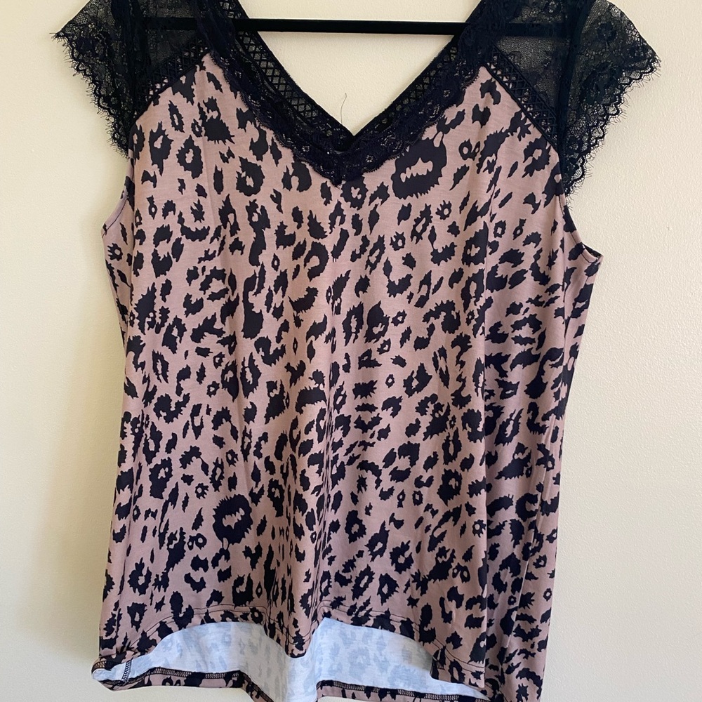 Shein leopard and lace top
